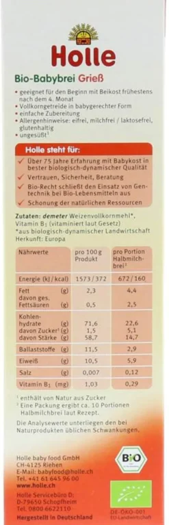Holle Bio Babybrei Grieß 250 G Brei