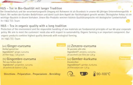 H&S Bio Ingwer-Curcuma 20 Filterbeutel