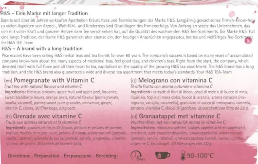 H&S Granatapfel Mit Vitamin C 20 Filterbeutel