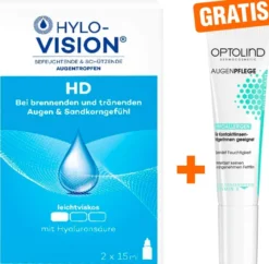 Hylo Vision HD 2x15ml Augentropfen + gratis Optolind Empflindl. Haut Augenpflege 15 ml