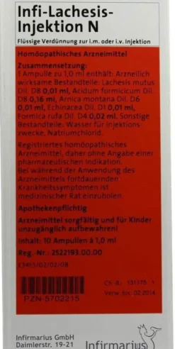 Infi Lachesis Injektion N 10 X 1 ml Ampullen