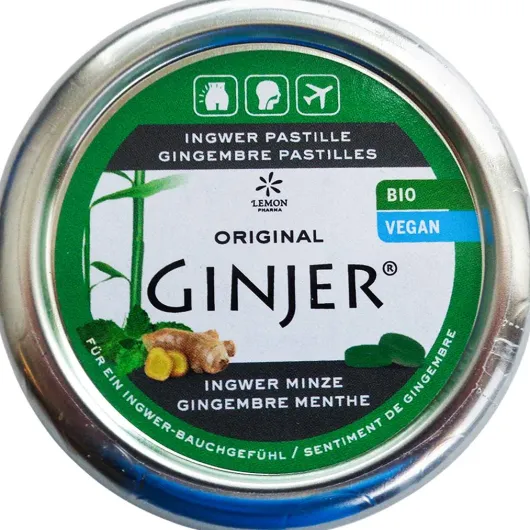 Ingwer Ginjer Pastillen Bio Minze 40 G