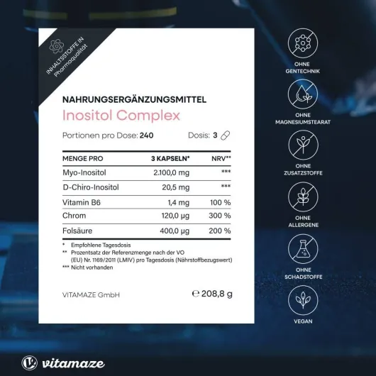 Inositol Komplex Chromium + Vitamin B6 + Folsäure K 240 Kapseln