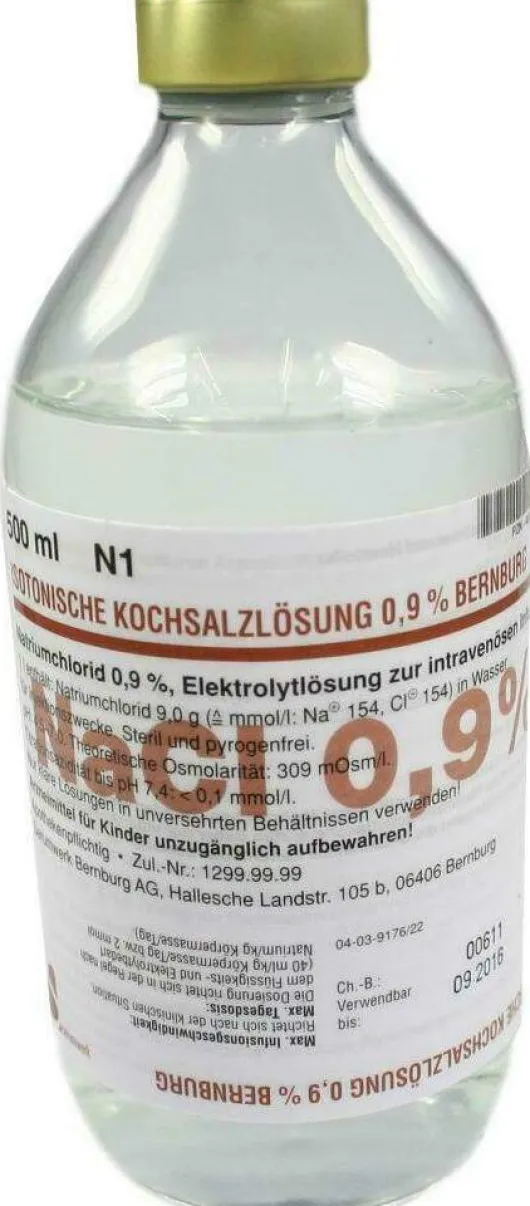 Isotonische Kochsalzlösung 0,9% Bernburg Glasflasche 500ml
