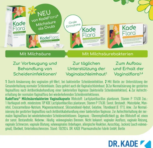 Kadeflora Milchsäurebakterien Vaginalkapseln 6 Stück