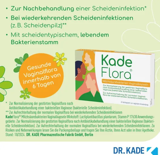 Kadeflora Milchsäurebakterien Vaginalkapseln 6 Stück
