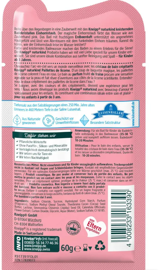 Kneipp Naturkind Knisternde Badekristalle Einhornstaub 60 G