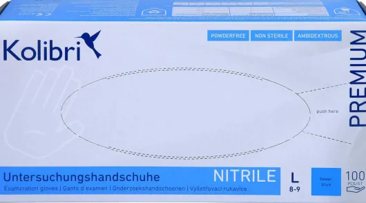 Kolibri Premium U.Hands.Nitril Unst.Pf L Blau 100 Stück