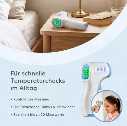 Kontaktlos Infrarot-Thermometer für Stirn und Oberflächen
