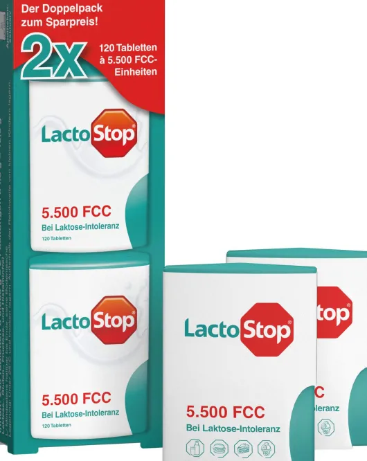Lactostop 5.500 Fcc Tabletten Klickspender Doppelpackung 2 x 120 Tabletten
