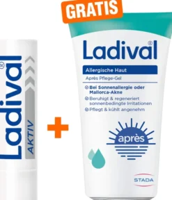 Ladival Aktiv UV-Schutzstift Lippen LSF 50+ 1 Stück + gratis Ladival allergische Haut Apres Pflege-Gel 50 ml