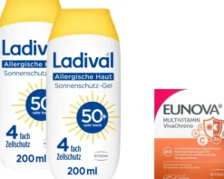 Ladival allergische Haut Sonnenschutz-Gel LSF 50+ 2 x 200 ml + gratis Eunova VivaChrono 2 x 10 Tabletten