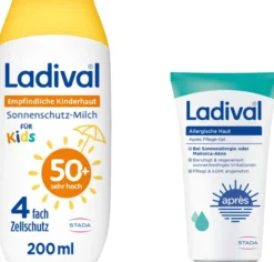 Ladival empfindliche Kinderhaut Milch LSF 50+ 200 ml + gratis allergische Haut Apres Pflege Gel 50 ml