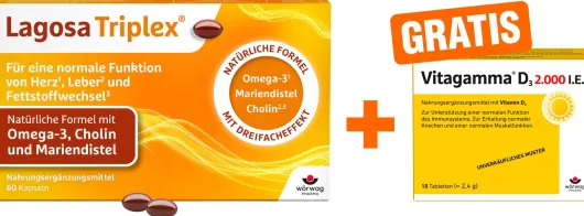 Lagosa Triplex 60 Weichkapseln + gratis Vitagamma D3 2000 I.E. 10 Tabletten