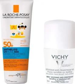 La Roche Posay Anthelios Dermo-Kids Hydratisierende Milch UVMune LSF50 75 ml + gratis Vichy Deo Roll-on 48h 50 ml