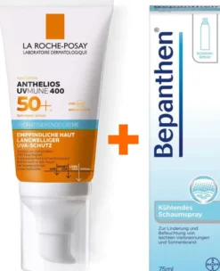La Roche Posay Anthelios Hydratisierende Creme UVMune 400 LSF 50+ 50 ml + Bepanthen 75 ml kühlendes Schaumspray