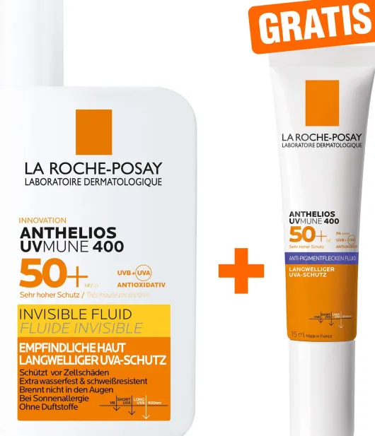 La Roche Posay Anthelios UVMune 400 Invisible Fluid LSF 50+ + gratis La Roche Posay Anti-Pigment Fluid 15 ml