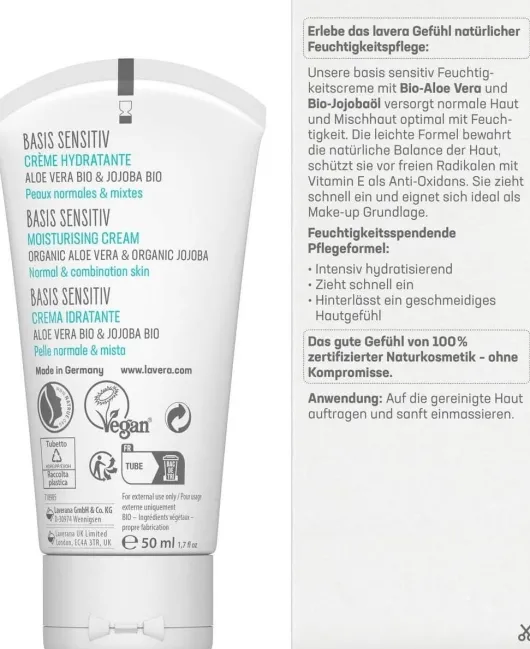 Lavera Basis Sensitiv Feuchtigkeitscreme 50 ml