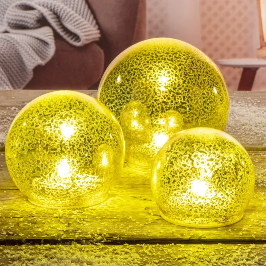 LED Glas Kugeln - 3er Set