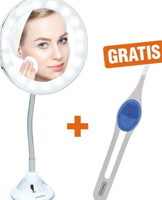 LED Kosmetik Spiegel mit Saugnapfund 18 LEDs, 10-fach Vergrößung+Gratis Pinzette