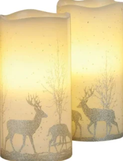 LED-Wachskerze mit Aufdruck 2er-Set
