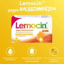 Lemocin gegen Halsschmerzen mit Honig-Zitronengeschmack 24 Lutschtabletten