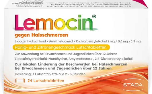 Lemocin gegen Halsschmerzen mit Honig-Zitronengeschmack 24 Lutschtabletten
