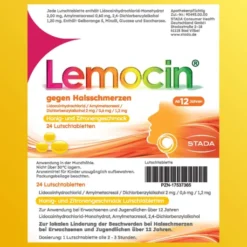 Lemocin gegen Halsschmerzen mit Honig-Zitronengeschmack 24 Lutschtabletten