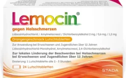 Lemocin gegen Halsschmerzen mit Orangengeschmack 24 Lutschtabletten