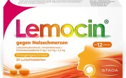 Lemocin gegen Halsschmerzen mit Orangengeschmack 24 Lutschtabletten