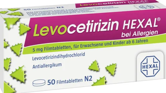 Levocetirizin Hexal bei Allergien 5 mg 50 Filmtabletten
