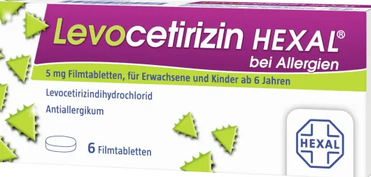 Levocetirizin Hexal bei Allergien 5 mg 6 Filmtabletten