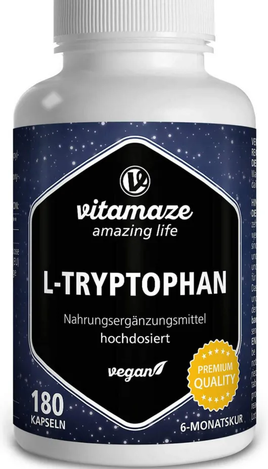 L-Tryptophan 500 mg Hochdosiert Vegan 180 Kapseln