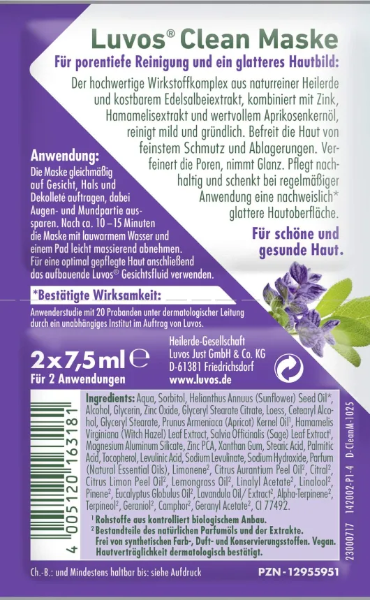 Luvos Naturkosmetik Heilerde Clean-Maske 2 X 7,5 ml Beutel