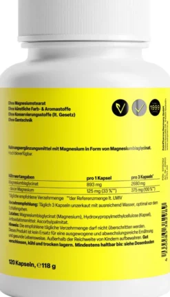 Magnesium Chelat Hoch Bioverfügbar 120 Kapseln