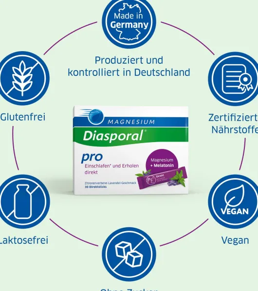 Magnesium Diasporal pro Einschlafen und erholen Direktgranulat 30 Sticks
