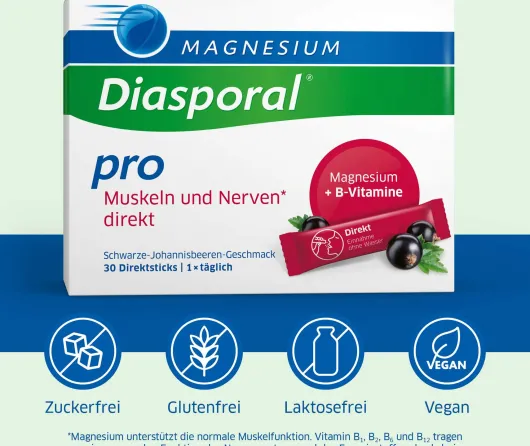 Magnesium Diasporal Pro Muskeln und Nerven direkt Direktgranulat 30 Sticks