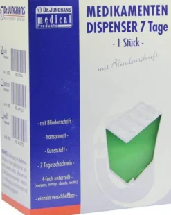 Medikamenten Dispenser 7 Tage Grün Transparend Mit Blindenschrift