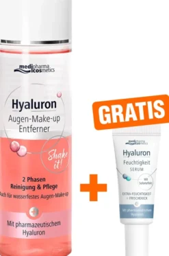 medipharma cosmetics Hyaluron Augen-Make-up Entferner 200 ml + gratis Hyaluron Feuchtigkeit Serum 5 ml