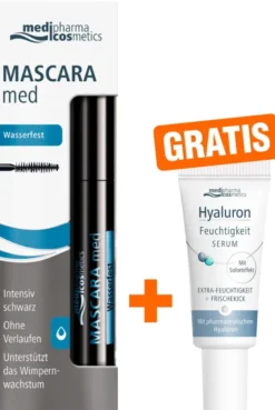 medipharma cosmetics Mascara med wasserfest 5 ml + gratis Hyaluron Feuchtigkeit Serum 5 ml