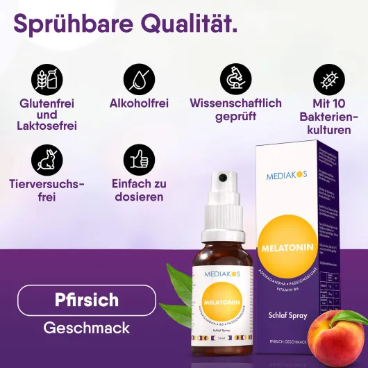 Melatonin Ashwaganda Mediakos Schlaf Spray Vegan 50 ml