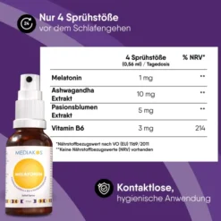 Melatonin Ashwaganda Mediakos Schlaf Spray Vegan 50 ml
