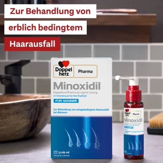 Minoxidil Doppelherz Pharma 50 mg je ml 3 x 60 ml Lösung für Männer