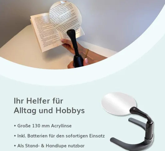 Möller-Therm LED-Standlupe mit abnehmbarem Fuß