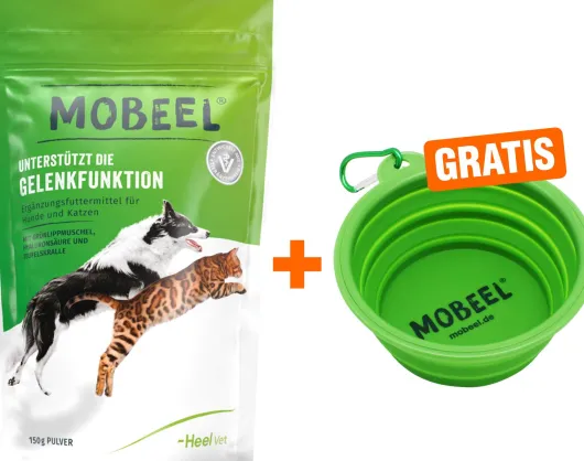 Mobeel Pulver für Hund und Katze 150 g + gratis Mobeel Faltnapf