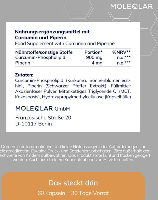 Moleqlar Curcusome Curcurmin Complex 60 Kapseln