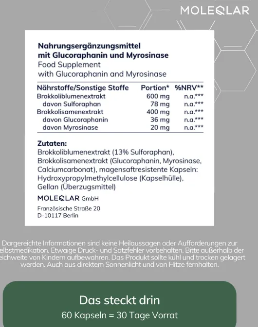 Moleqlar Sulforapro Glucoraphanin+ Myrosinase 60 Kapseln
