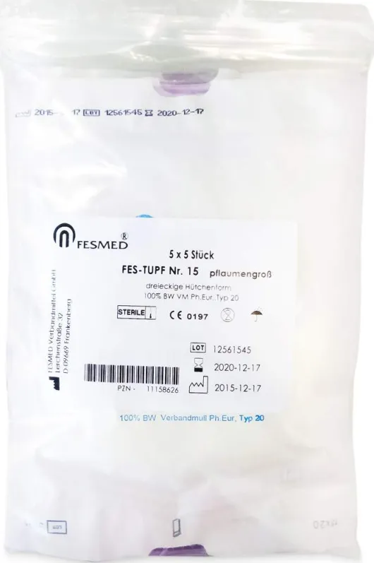 Mulltupfer Fes Tupf Nr.15 Steril 2lage Pflaumengross 5x5 Tupfer