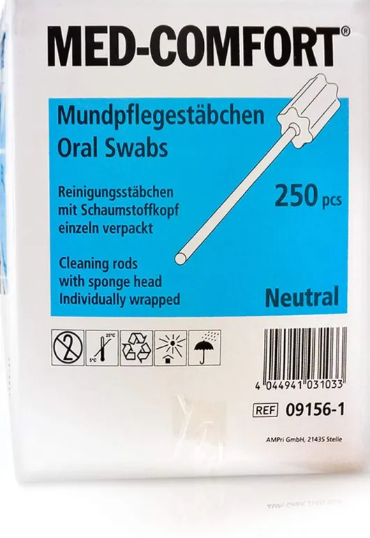 Mundpflegestäbchen Schaumstoff Neutral 250 Stäbchen