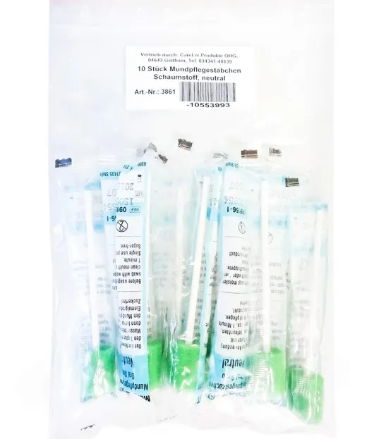 Mundpflegestäbchen Schaumstoff Neutral 10 Stück